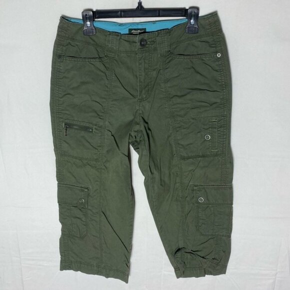Eddie Bauer Mercer Fit Green Cargo Capri Pants 8 - Picture 1 of 16